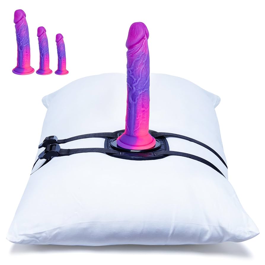Suction Cup Fantasy Dildo Set Mount Includes Small 7 Large 8 Huge 10 Dildos Adjustable Leather Strap Pillows or Sofa Furniture Sex Swing Chair Anal Dildo Strap on Adult Sex Toy for