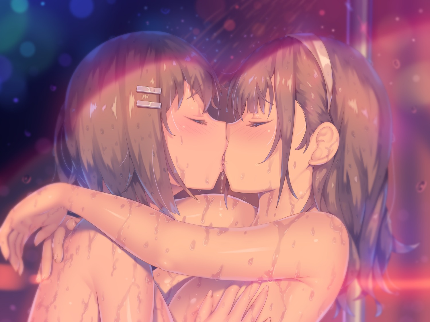 a.x. breast hold symmetrical docking topless wet yuri