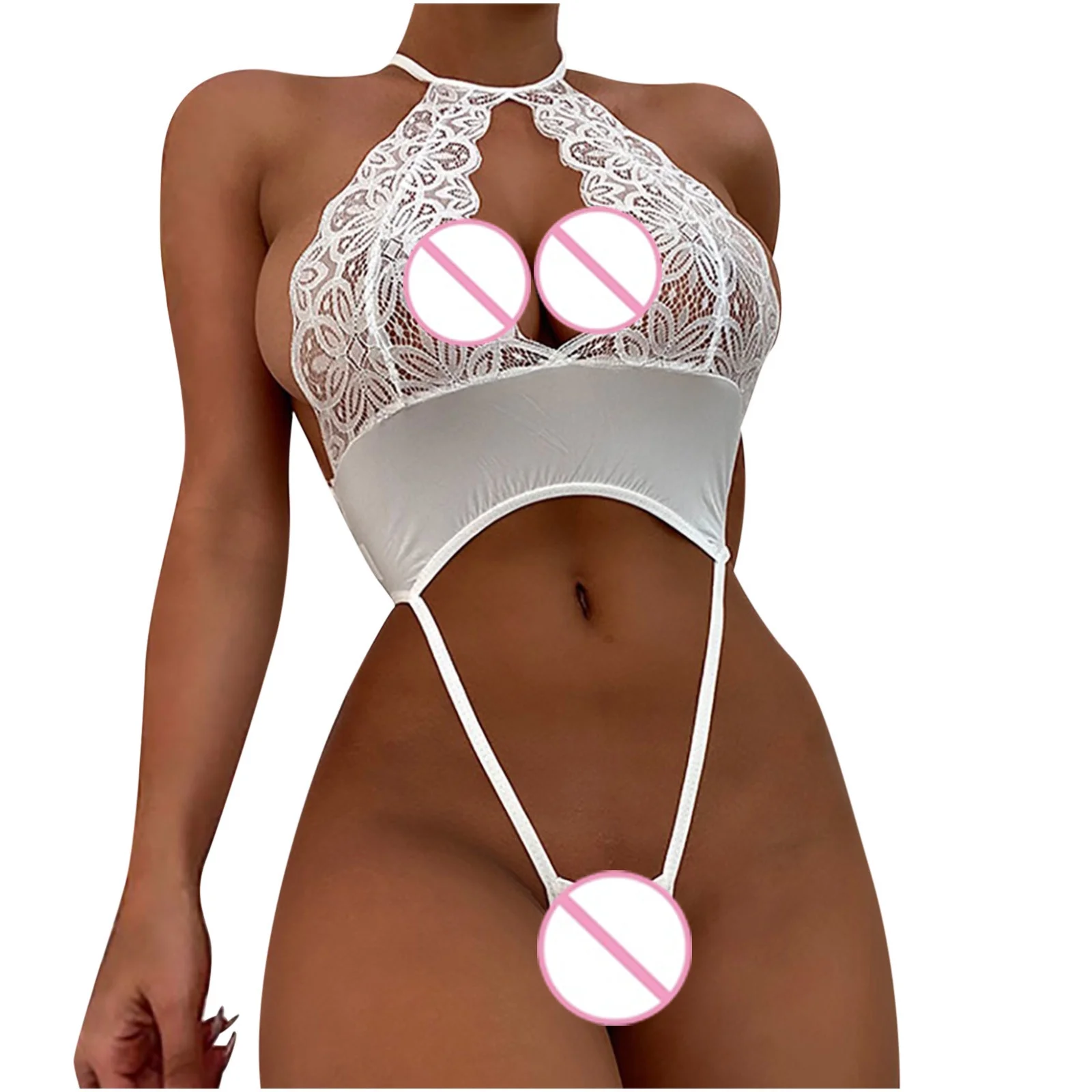 Lingerie for Women Sexy Women Sexy Backless Cutout Crochet Lace Teddy Suit Open File Thong Sexy Lingerie Lace Teddy Lingerie