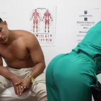 Doctor Touches Her Patients Balls and Gives Him His Cum in His Ass