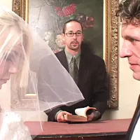 Pervert Husband Let New Married Wife in Wedding Night Fuck by Two Latex Strangers