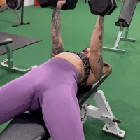 Sexy sports girl has wetspot during workout
