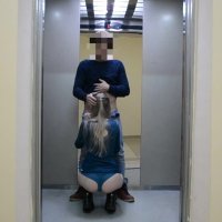 SEX IN A PUBLIC PLACE! Have sex in the elevator with cum in pussy!
