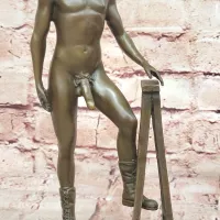 Signed Original Artwork Construction Worker Gay Solid Bronze Sculpture