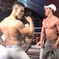 Just some oiled up bros twerking together at the gym no big deal