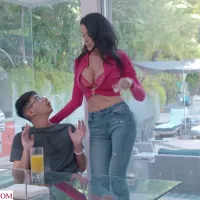 Big Boobs Of His Slim Cute Super-sexy Step-mom Make a Nerdy Guy Take Out His Cock