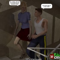 Mom with the son on a ladder platform Sex Comic
