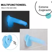 Glow in the Dark Dildo Hismith Premium KlicLok en Zuignap 20 CM Blauw