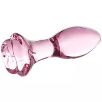Glacier Glass Pink Rose Butt Plug