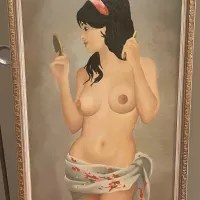Vintage 1960s Nude Woman Oil Painting Mid Century Erotic Art Wall Hanging Naked