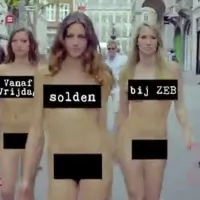Vrouwen paraderen naakt door Leuven in ZEB-reclamespot video