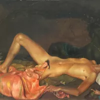 Divinité chtonienne guettant le sommeil dun jeune homme Chthonian Deity Watching over the Sleep of a Young Man