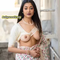 Paoli Dam sexy white Saree blouse removed nude boobs nipple outdoor bold