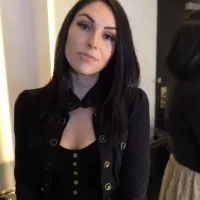 Skinny Inked Brunette Ashley Wolf Rubs Her Pussy and Tits with a Big Dildo