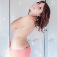 Portrait of a Semi Nude Girl with Bath Towel on Hips Stock Image