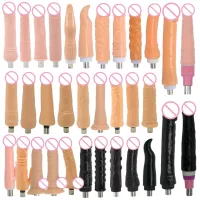 28 Types Sexy Machine Attachments Dildos Attachment For 3XLR With Big Dildo 3 Prong BlackFlesh Color Bendable Penis From 1415