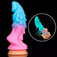 New Luminous Dildos Colourful Glowing Huge Dragon Monster Penis Anal Butt Plug Adult Toys Soft Dildo With Suction Cup Women Van 1113
