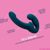 Buy the Share Lite Strapless Silicone Double Dildo in Blackberry Pink dong
