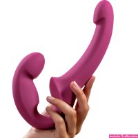 Buy the Share Lite Strapless Silicone Double Dildo in Blackberry Pink dong