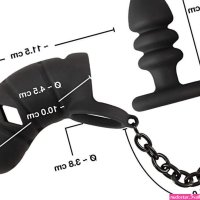 Black Velvets Cock Cage Butt Plug Black
