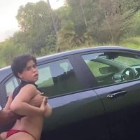 A pretty Brazilian girl fucks a Uber driver outdoors