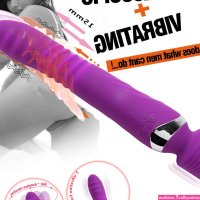 Thrusting-Rotation-Vibrator-G-Spot-Heated-Big-Dildo-Multispeed-for Women Couple