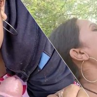 Crazy Indian aunty sucks her son-in-law cock outside then gets facial cumshot in a outdoor