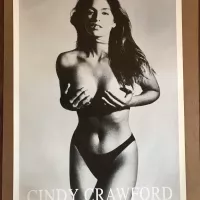 Vintage Original 1980s Cindy Crawford Poster Nude Model Pinup