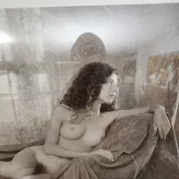 Vintage Elizabeth Opacenik Photo Nude Print Michelle 1991 Westport in Teak Frame 21x17 Print 13x8.5