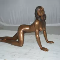 Nude Crawling Women Erotic Bronze Statue Art Nude- Size: 24L x 10W x 11H.