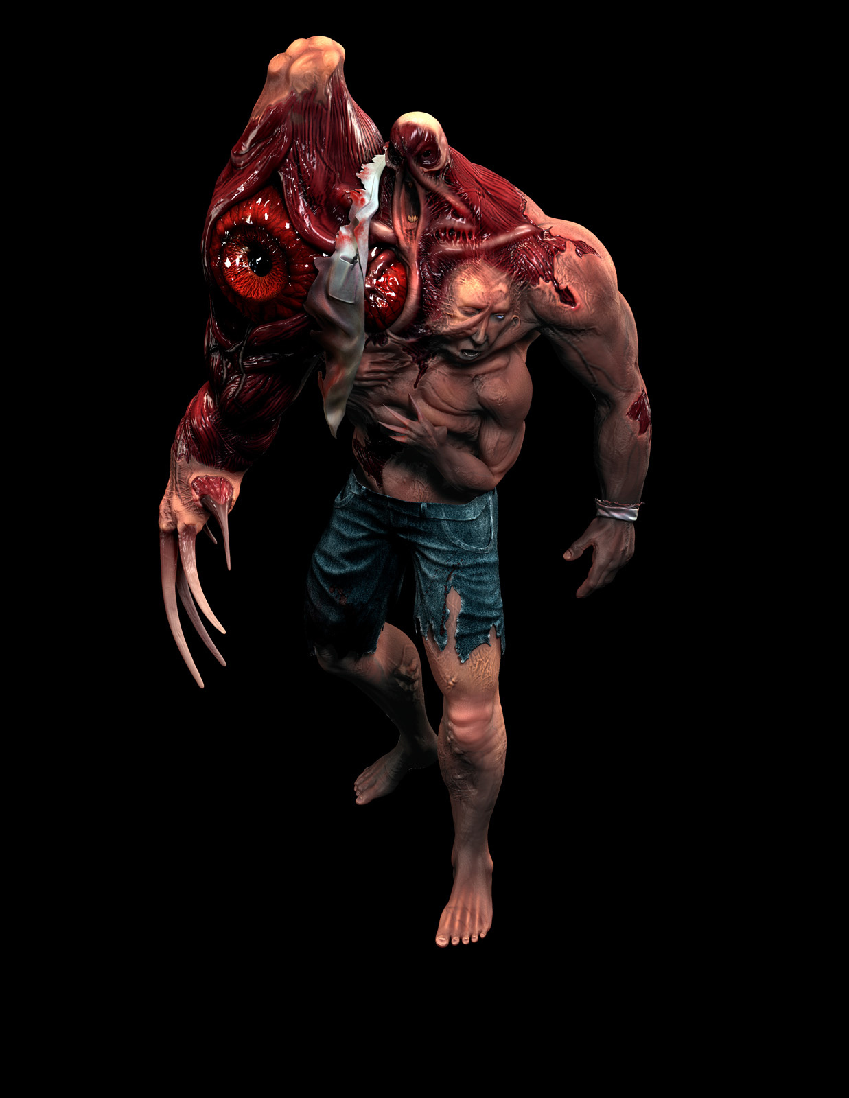 3D Cronenberg Horror Monster Character Illustration