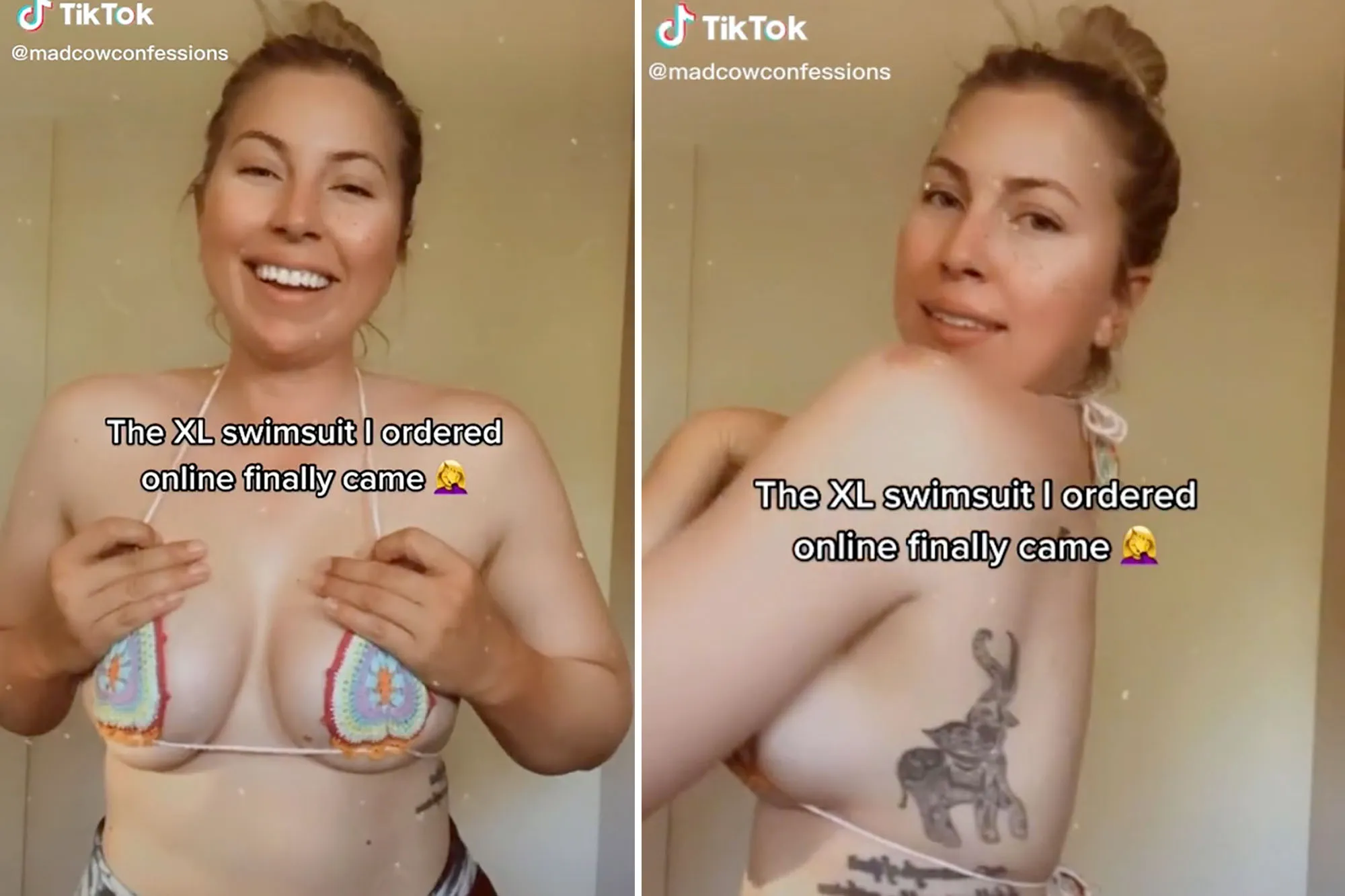 TikToker says boobs are too big for XL bikini to cover