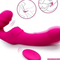 Straploze Voorbind Dildo Vibrator met Eikel en Afstandsbediening 22 cm