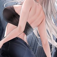 back boobs big boobs blonde ass hair on face looking over shoulder sideboob anime anime girls stockings low-angle