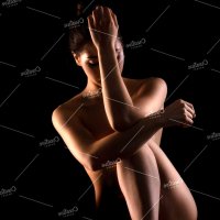 Beautiful nude woman silhouette posi a Background Photo by Prostock-Studio